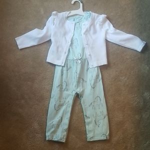 Unicorn jumpsuit/cardigan with ruffle&bow detail.